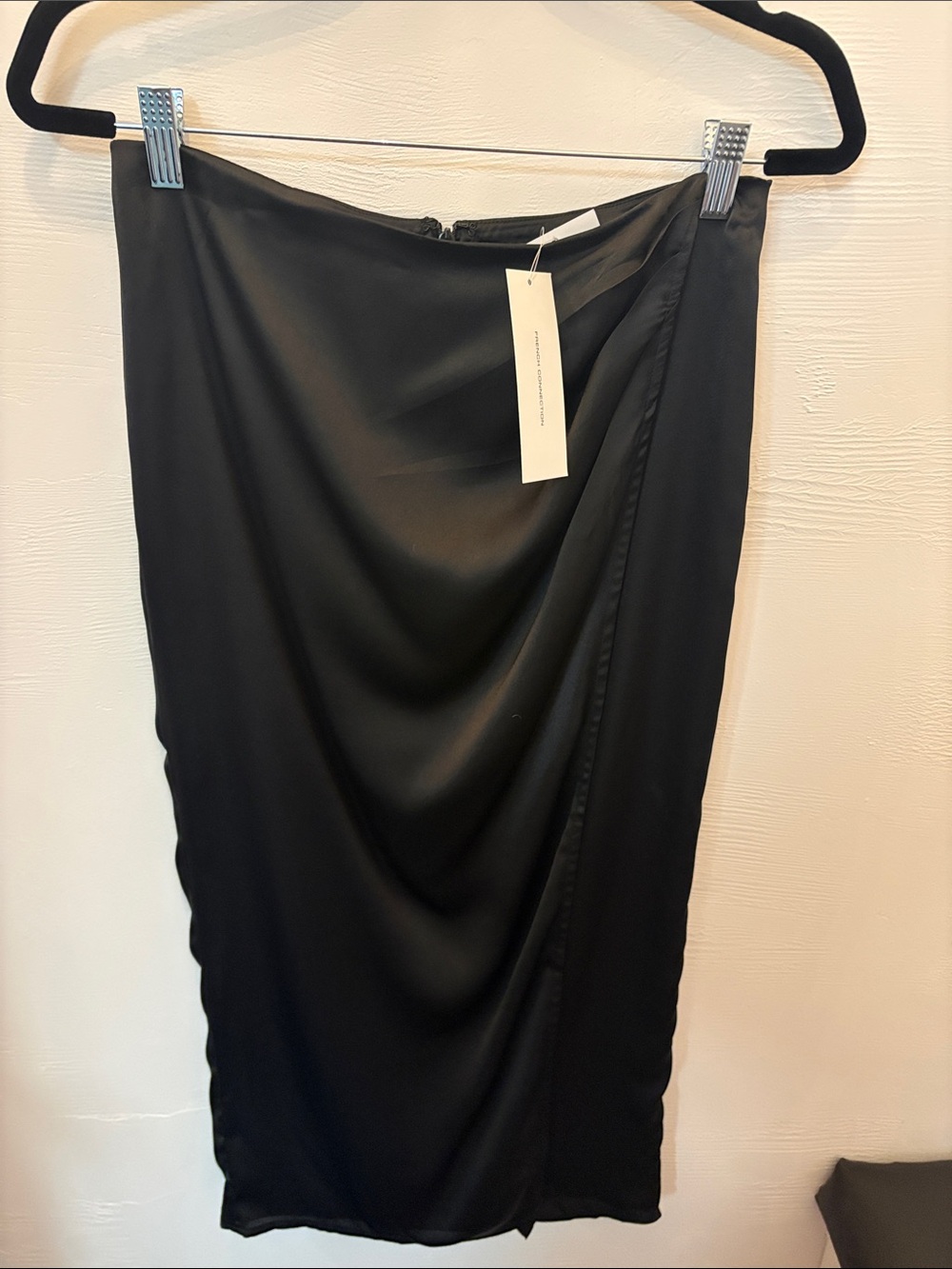 French Connection Black Draped Midi Skirt